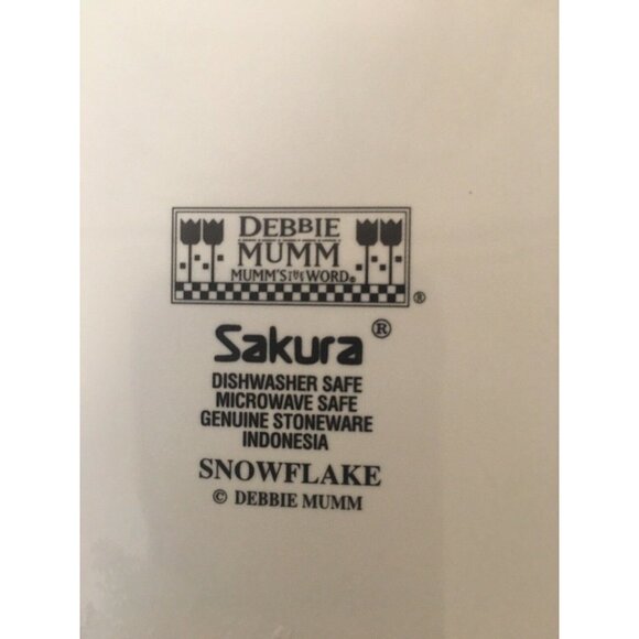 DEBBIE MUMM SNOWFLAKE 2 DINNER PLATES SAKURA WINTER SNOW HOLIDAY‎ BLUE - Picture 2 of 4